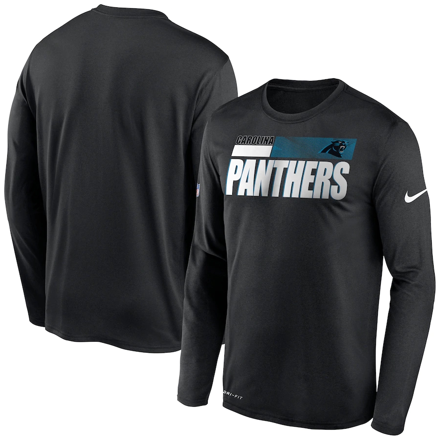 Men's Carolina Panthers 2020 Black Sideline Impact Legend Performance Long Sleeve T-Shirt